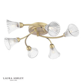 Laura Ashley Lanton 6 Light Semi-Flush Matt Antique Brass and Ribbed Glass