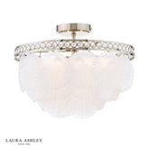 Laura Ashley Caverton 4 Light Semi-Flush Polished Nickel and White Glass