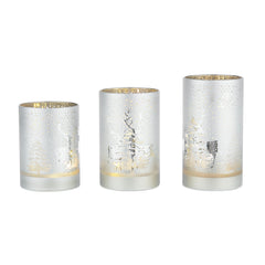 Laura Ashley Frosted Tree Candle Set of 3 Pre Lit