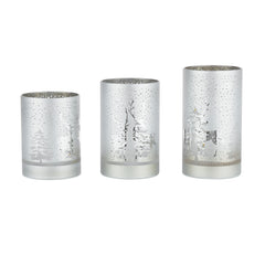Laura Ashley Frosted Tree Candle Set of 3 Pre Lit
