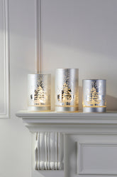 Laura Ashley Frosted Tree Candle Set of 3 Pre Lit