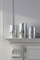 Laura Ashley Frosted Tree Candle Set of 3 Pre Lit