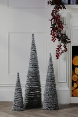 Laura Ashley Oversized Silver Wire Tree Set of 3 Pre Lit