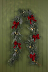 Laura Ashley Green Pre Lit Garland with Bells 250cm