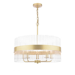 Laura Ashley Alexa 5lt Pendant Glass Matt Antique Brass