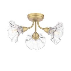 Laura Ashley Kerswell 3 Light Semi-Flush Matt Antique Brass and Glass