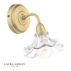 Laura Ashley Kerswell Wall Light Matt Antique Brass and Glass