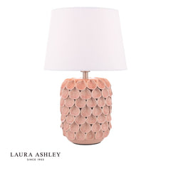 Laura Ashley Marwick Table Lamp Pink Ceramic and Brushed Silver With Shade