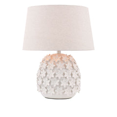 Laura Ashley Ingham Table Lamp White and Brushed Silver With Shade