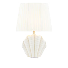 Laura Ashley Shell Table Lamp White Ceramic and Satin Chrome With Shade