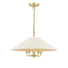 Laura Ashley Harland 5 Light Pendant Matt Antique Brass With Shade