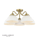 Laura Ashley Durford 5 Light Semi-Flush Matt Antique Brass and White Ceramic