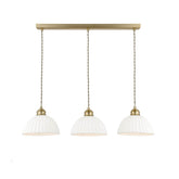 Laura Ashley Durford 3 Light Bar Pendant Matt Antique Brass and White Ceramic