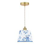 Laura Ashley China Rose Pendant Matt Blue and Matt Antique Brass