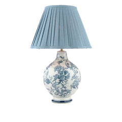 Laura Ashley Maltby Table Lamp Blue Ceramic and Antique Brass With Shade