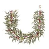 Laura Ashley Green Pre Lit Frosted Berry Christmas Garland 180cm