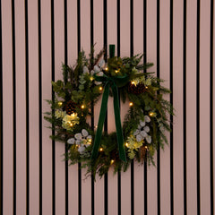 Laura Ashley Green Pre Lit Berry Wreath