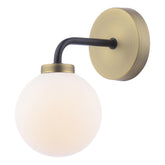 Lainey Wall Light Matt Black and Antique Brass With Opal Glass
