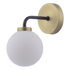 Lainey Wall Light Matt Black and Antique Brass With Opal Glass