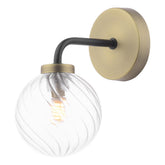 Lainey Wall Light Matt Black and Antique Brass With Twisted Glass
