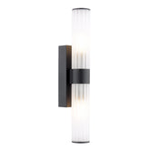 Lars 2 Light Bathroom Wall Light Matt Black and White Frosted Acrylic IP44