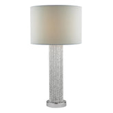 Lazio Table Lamp Polished Chrome Silver Rod With Faux Silk Shade