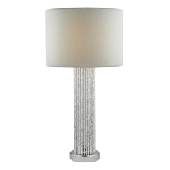 Lazio Table Lamp Polished Chrome Silver Rod With Faux Silk Shade