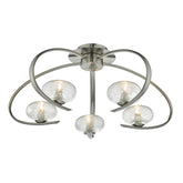 Leighton 5lt Semi Flush Satin Chrome & Sugar Cane Glass