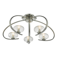 Leighton 5lt Semi Flush Satin Chrome & Sugar Cane Glass