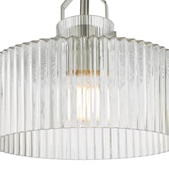 Lenka Semi-Flush Satin Nickel and Ribbed Glass