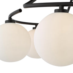 Luana 6 Light Semi-Flush Matt Black and Opal Glass
