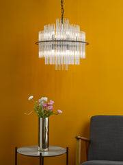 Lukas 13 Light Pendant Satin Black and Glass