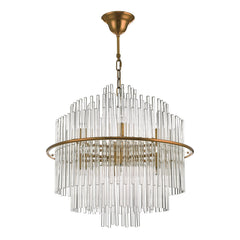 Lukas 13 Light Pendant Brushed Antique Gold And Clear Glass