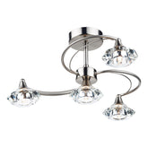 Luther 4 Light Semi-Flush Satin Chrome and Crystal