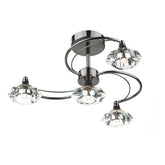 Luther 4 Light Semi-Flush Polished Black Chrome and Crystal
