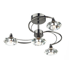 Luther 4 Light Semi-Flush Polished Black Chrome and Crystal