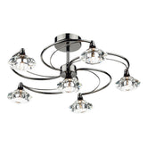 Luther 6 Light Semi Flush Black Chrome Crystal
