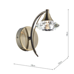 Luther Wall Light Antique Brass Crystal