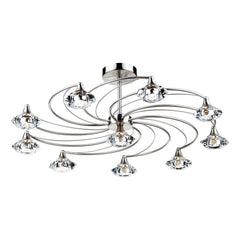 Luther 10 Light Semi Flush Satin Chrome Crystal