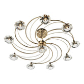 Luther 10 Light Semi Flush Antique Brass Crystal
