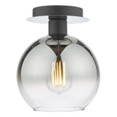 Lycia 1 Light Semi Flush Matt Black Ombre Smoked Glass