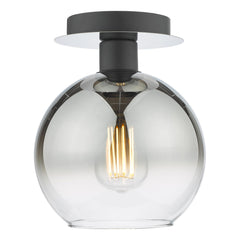 Lycia 1 Light Semi Flush Matt Black Ombre Smoked Glass