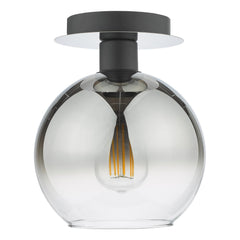 Lycia 1 Light Semi Flush Matt Black Ombre Smoked Glass