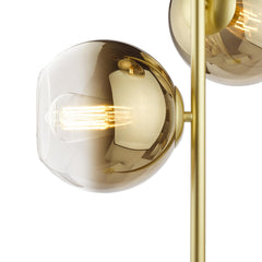 Lycia 3 Light Floor Lamp Satin Gold and Gold Ombre Glass