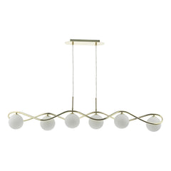 Lysandra 6 Light Bar Pendant Polished Gold and Opal Glass