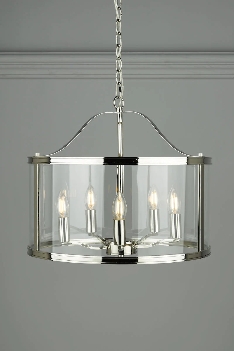 Laura Ashley Harrington 5 Light Lantern Polished Nickel