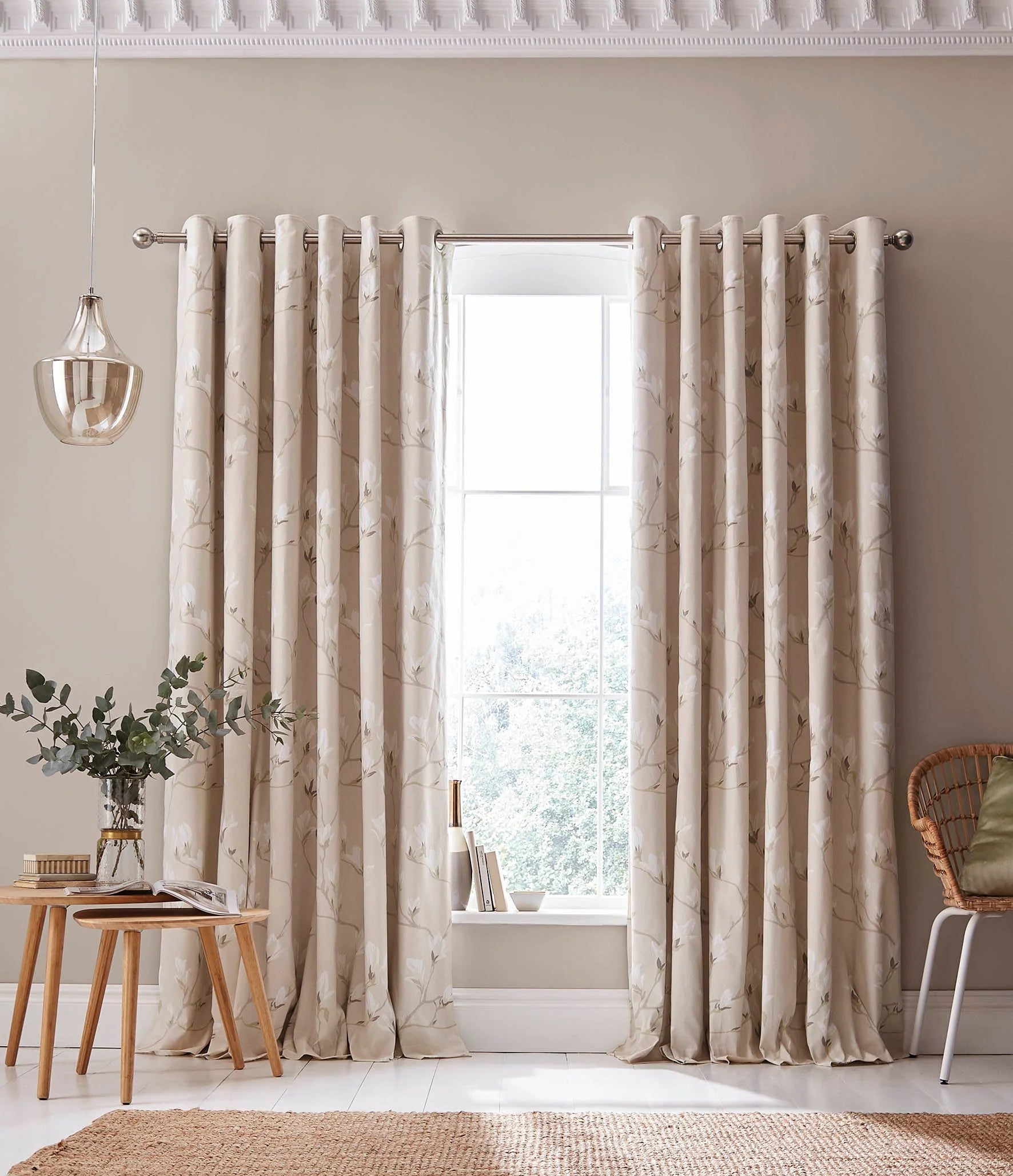 Laura Ashley ready made curtains in a stylish living room