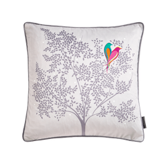 Love Birds Grey Velvet Cushion 50 x 50cm