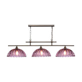 Mabel 3 Light Bar Pendant Antique Brass with Azalea Glass