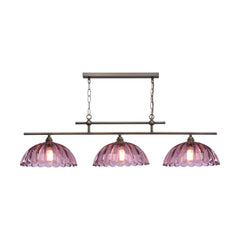 Mabel 3 Light Bar Pendant Antique Brass with Azalea Glass